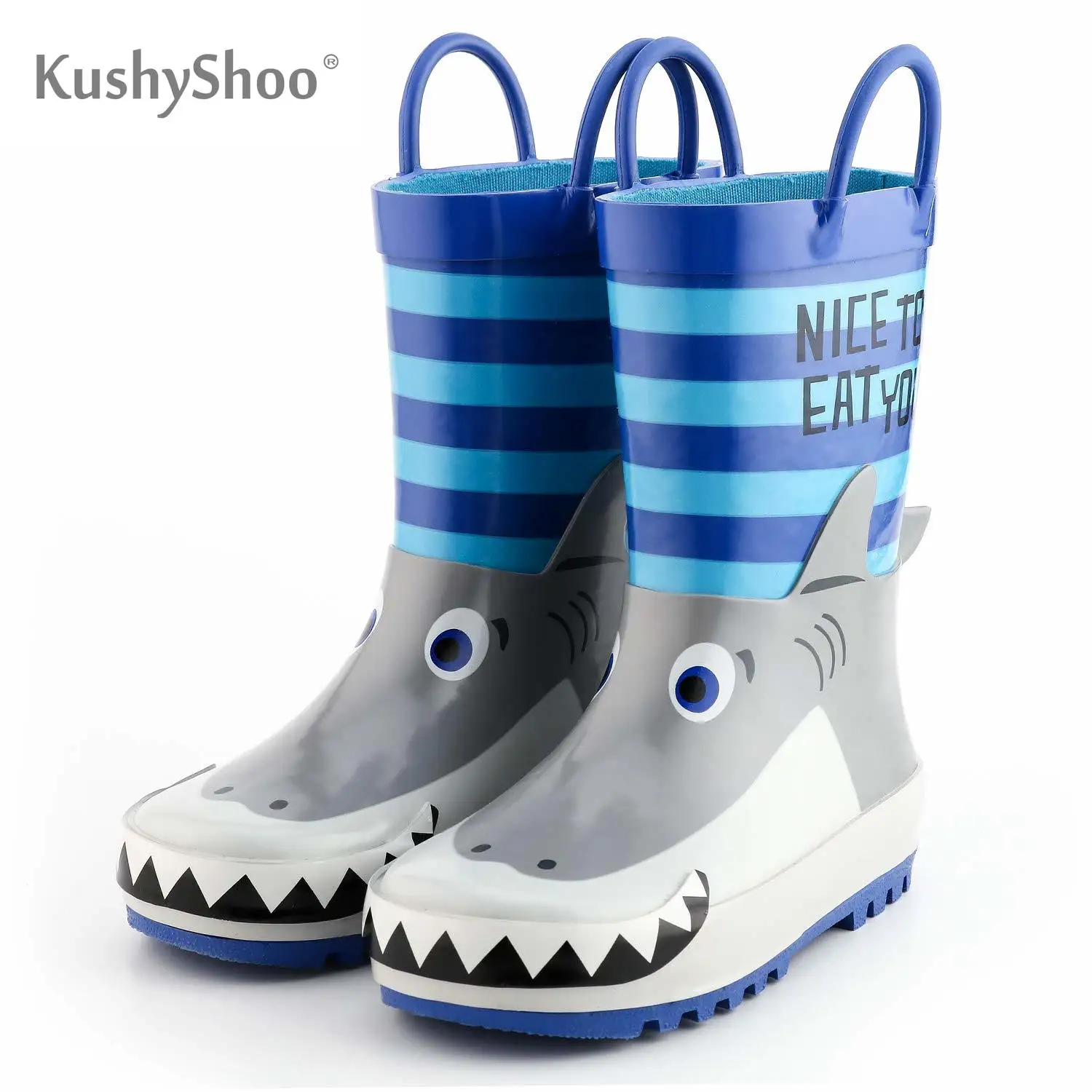KushyShoo Rain Boots Kids Waterproof Children's Rubber Boots 3D Cartoon Shark Printed Toddler Boy Rainboots Kalosze Dla Dzieci