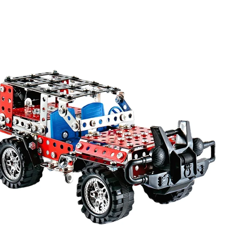 

Children's Puzzle Metal Assembled Building Blocks Toy Vehicle Large Engineering Vehicle Screw Nut Jeep Car Combination Model