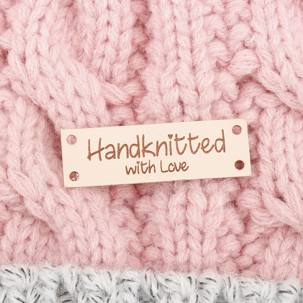 

Custom Labels, Leather Tags, personalized tags, knit labels, Custom Name, Handmade, Knitting Tags For Hats , Logo (TB2418)