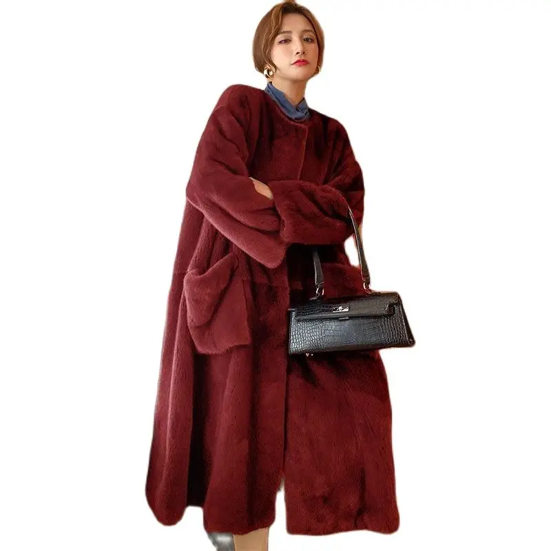 

Luxury Runway Faux Fur Coat Women Plus size Clothing Women Winter Overcoat Fluffy Shearling Jacket Long Parkas Warm Outerwear