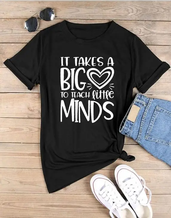 Женская футболка с надписью It Wake a big heart to teach little minds хлопковая grunge tumblr tee goth |