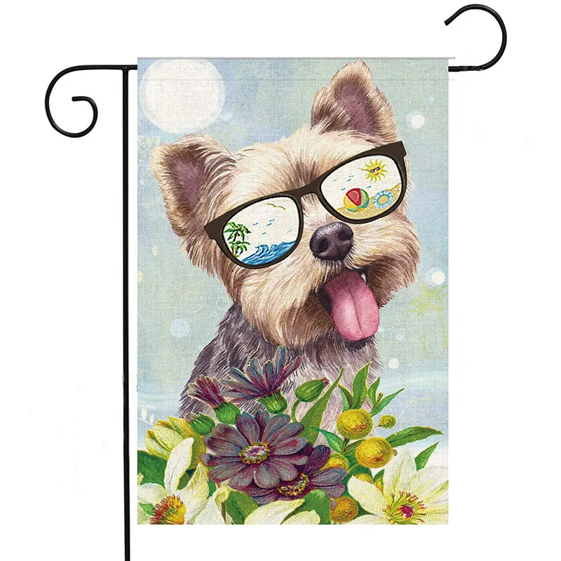 Собака сад флаг декоративные двусторонний плащ) с цветочным узором для сада