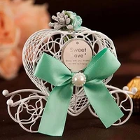 9pcs new love heart shape white bird cage wedding party favor metal candy chocolate box decor gift box