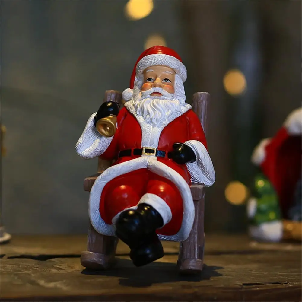 

Santa Sculptures Attractive Adorable Resin Delicate Santa Claus Rocking Chairs Figurines for Home Decor
