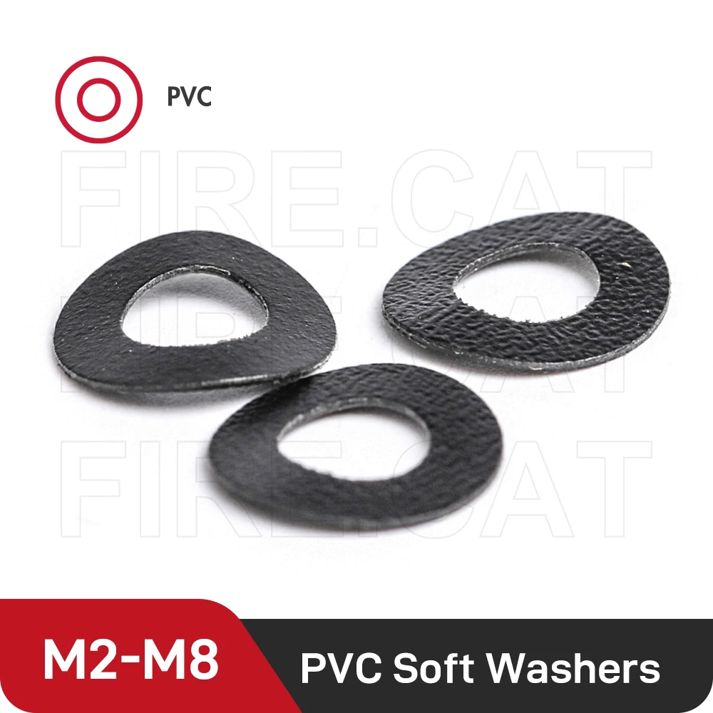 M2 M2.5 M3 M4 M5 M6 PVC Ring Insulating Elasticity Washers 100 Pcs Black Soft Flat Washer Plain Gasket Pad for Screws Bolts