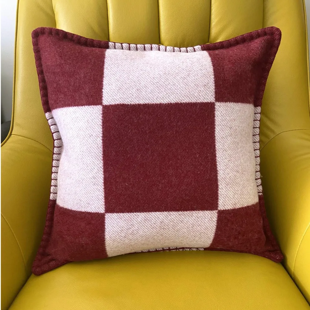 Funda de coj&iacute;n grande de lujo con letras en H, funda de almohada de dise&ntilde;o de Cachemira con n&uacute;cleo, de lana tejida para sof&aacute; y habitaci&oacute;n-4