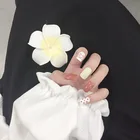 24 шт.кор. короткие накладные ногти с изображением героев мультфильмов, накладные ногти на накладных ногтях в стиле Hyuna, милые Мультяшные ногти с изображением котенка и волнистыми точками для студентов, носимые накладные ногти