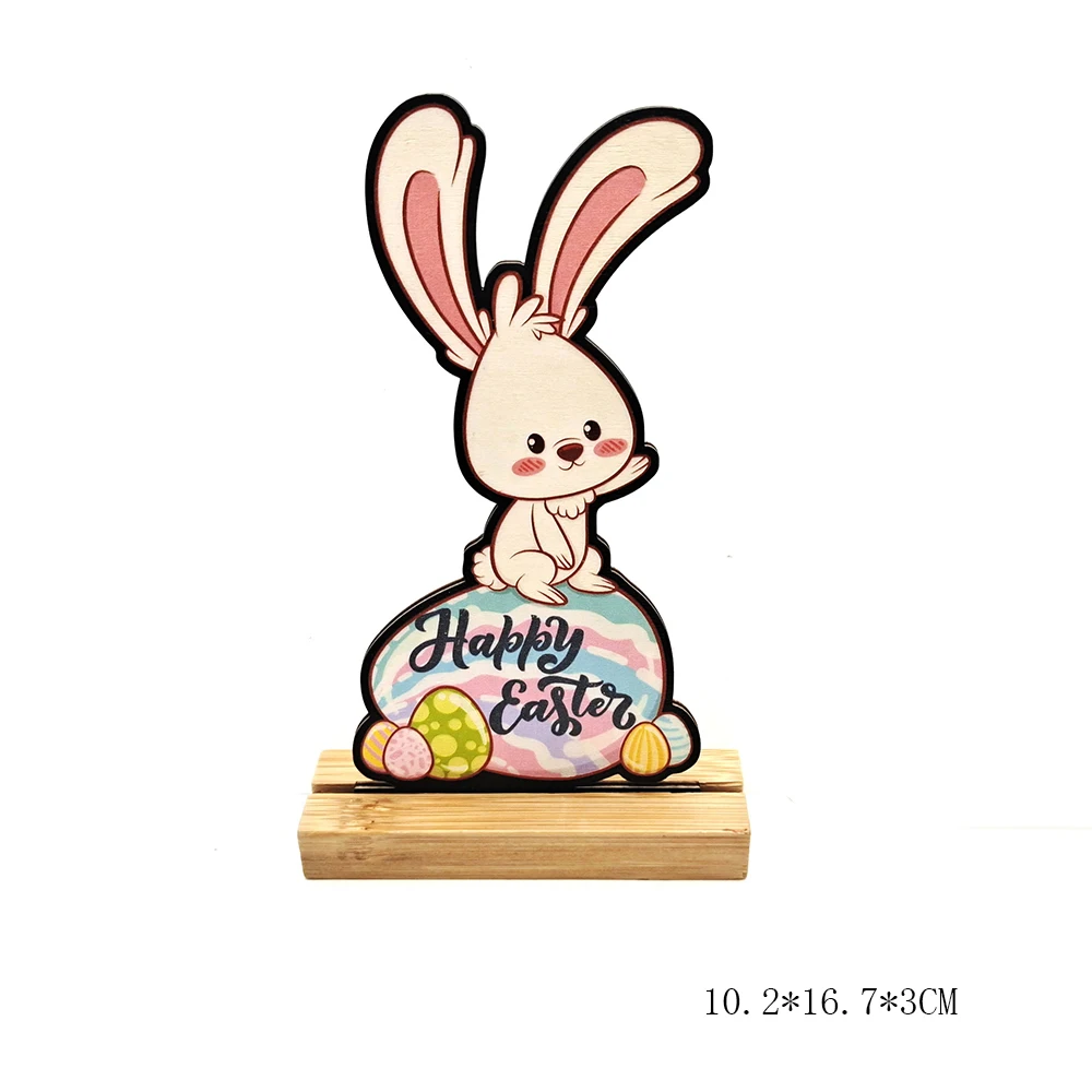 

2022 Happy Easter Decorations Rabbit Chick Wooden Ornaments Crafts Easter Decoration for Home DIY Easter Party Decor Gift