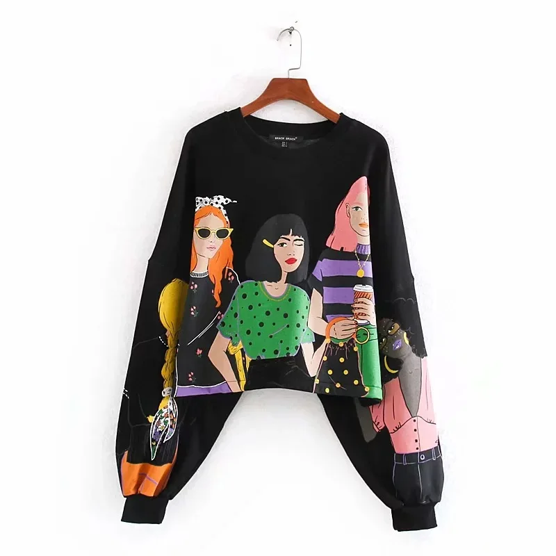 

2020 Sale Direct Selling Cotton Full No Unicorn Moletom Feminino Women's Sweatershirt Figure Printing Sleeve Casual Women