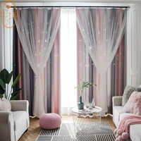 nordic style curtains for living room bedroom gradient stripes hollow stars blackout gradient curtains