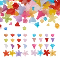 400pcs colorful frosted transparent acrylic multi petal tulip flower bead caps bracelet necklace diy jewelry making accessories