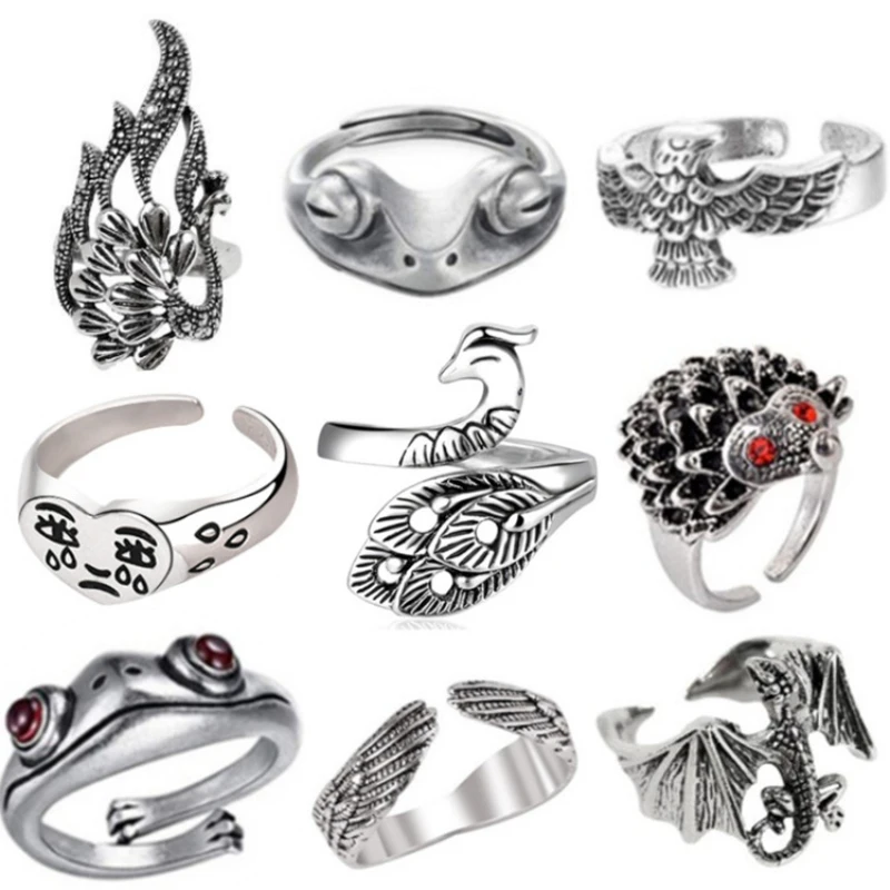 

New European Retro Punk Exaggerated Spirit Snake Ring Fashion Personality Stereoscopic Opening Adjustable Ring Hip-hop Jewelry