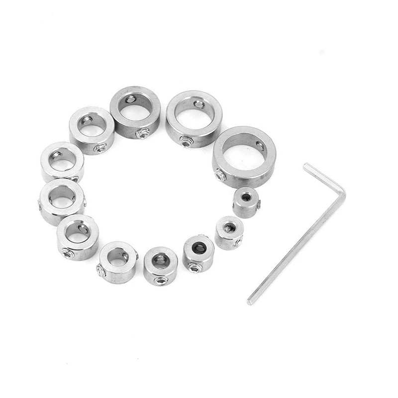 

Drill Bit Depth Stop Collar Kit Set 12Pcs 3-16mm Stainless Steel Drilling Limit Ring with Hex Wrench