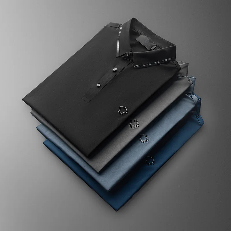 

Сезон: весна-лето мужские Поло рубашка для мужчин 2021New небольшой логотип эластичность удобный модный бизнес с коротким рукавом футболки-поло мужчины Ice silk футболка-поло