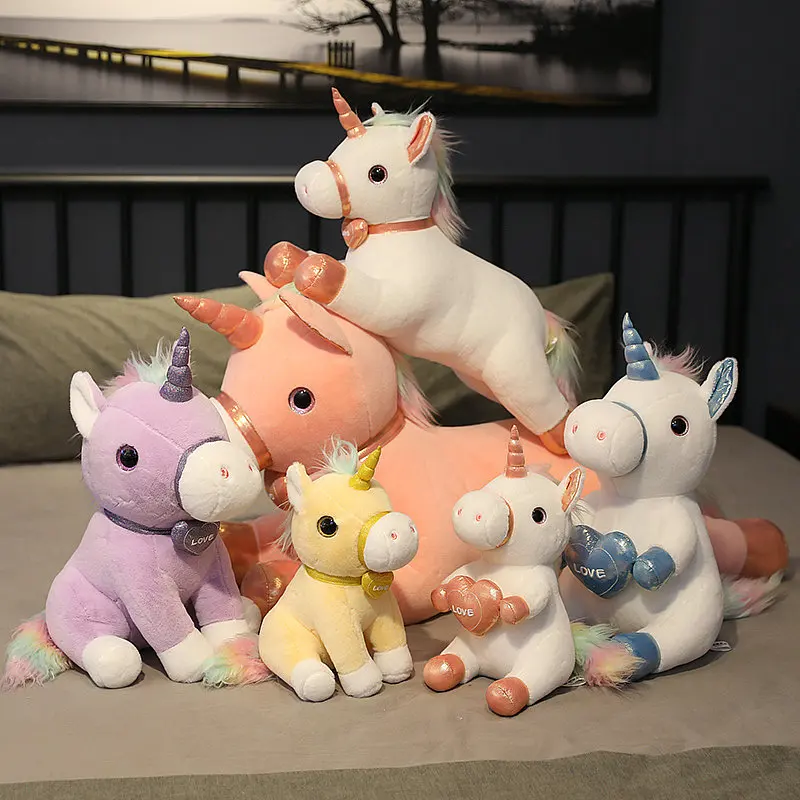 

30-60cm Colorful Unicorn Plush Toys Soft Stuffed Cartoon Unicorn Baby Kids Dolls Animal Horse High Quality Gift for Girlfriends