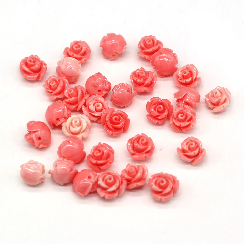 

10Pcs Small Pendant Fashion Flower Shape Red Coral Through-Hole Beads for Jewelry Making DIY Necklace Dangler Accessories Gift