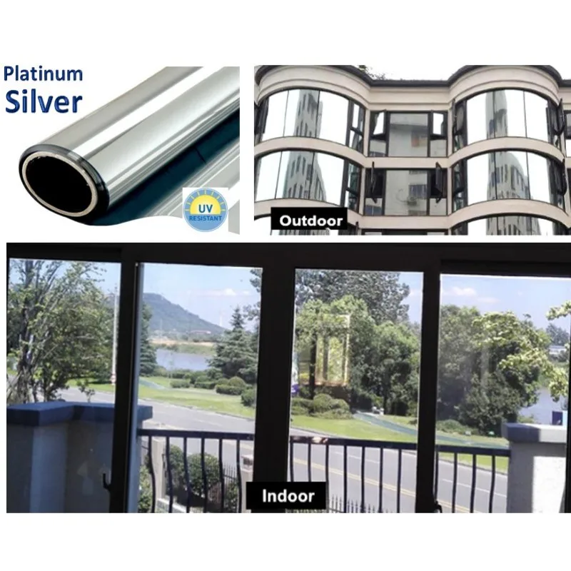 

60cm*200cm High Quality Glass Tinted Mirror Insulation Stickers Solar Reflective Window Film for Home Blue Sliver Glass Stickers