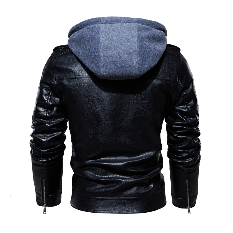 Мужская кожаная куртка повседневная мотоциклетная из искусственной кожи со