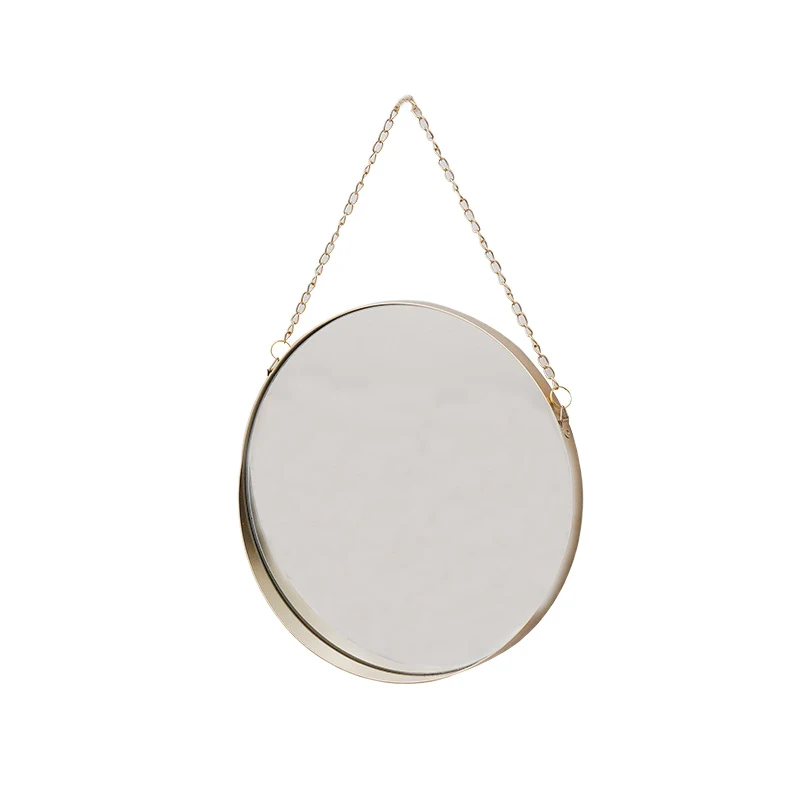 

Nordic Metal Bathroom Mirror Round Wall Mount Mirror Ornament Salon Wall Art Toilet Bathroom Decor Hanging Makeup Mirror