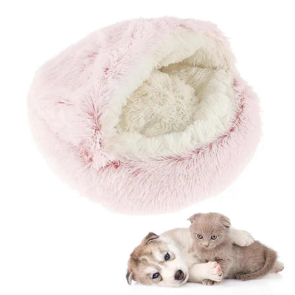 

Dome Pet House 2 In 1 Pet Cat Bed Foldable Round Winter Warm House Small Dogs Cats Nest Soft Long Plush Sleeping Bed Supplies