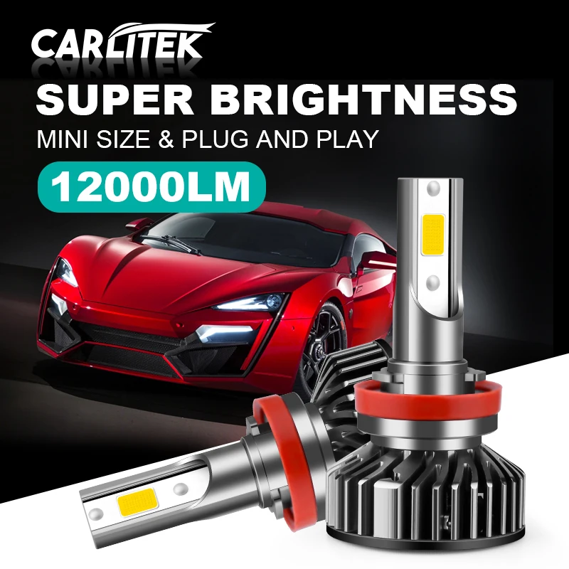 2X мини турбо светодиодный H1 H11 H7 H4 9005 9006 9012 HIR2 HB3 HB4 5000K 6000K 12000LM Размеры фар