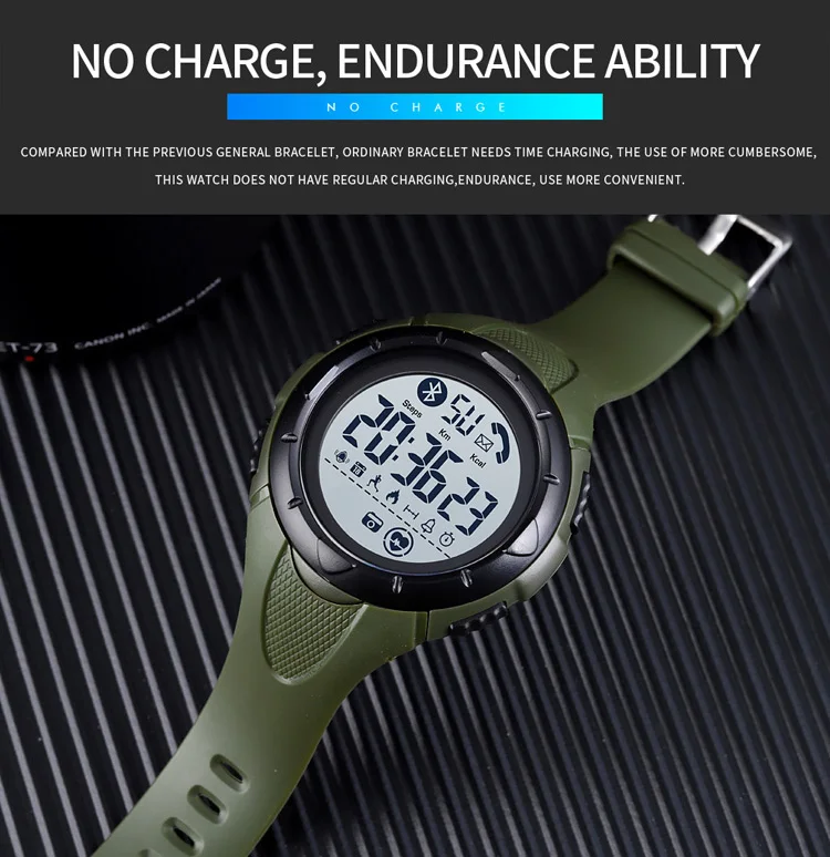 

Sport Smart Men Watch Waterproof Light Display Heart rate Bluetooth App Remind Sleeping Monitor reloj inteligente 1542