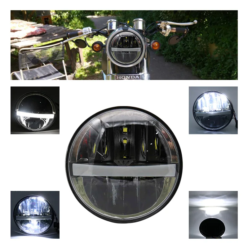 5.75 inch Motorcycle LED Headlight Housing With 5-3/4 Headlights for Honda Suzuki Kawasaki Vulcan Cruiser Bike Cafe Racers |