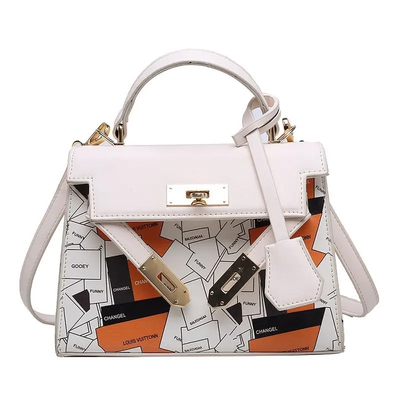 

Women's Bag New 2021 European and American Retro One-shoulder Diagonal Portable Female Bag Printed Lock Bag