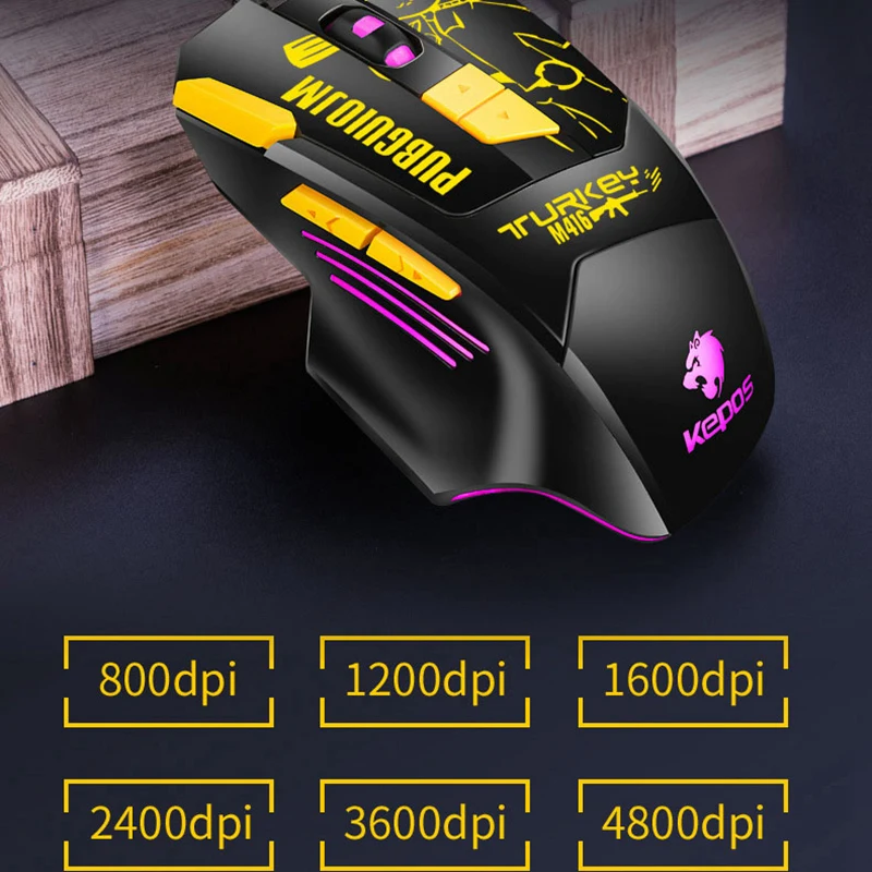 KCPDS игровой Мышь эргономичная Проводная 8 ключ светодиодный 4800 Точек на дюйм