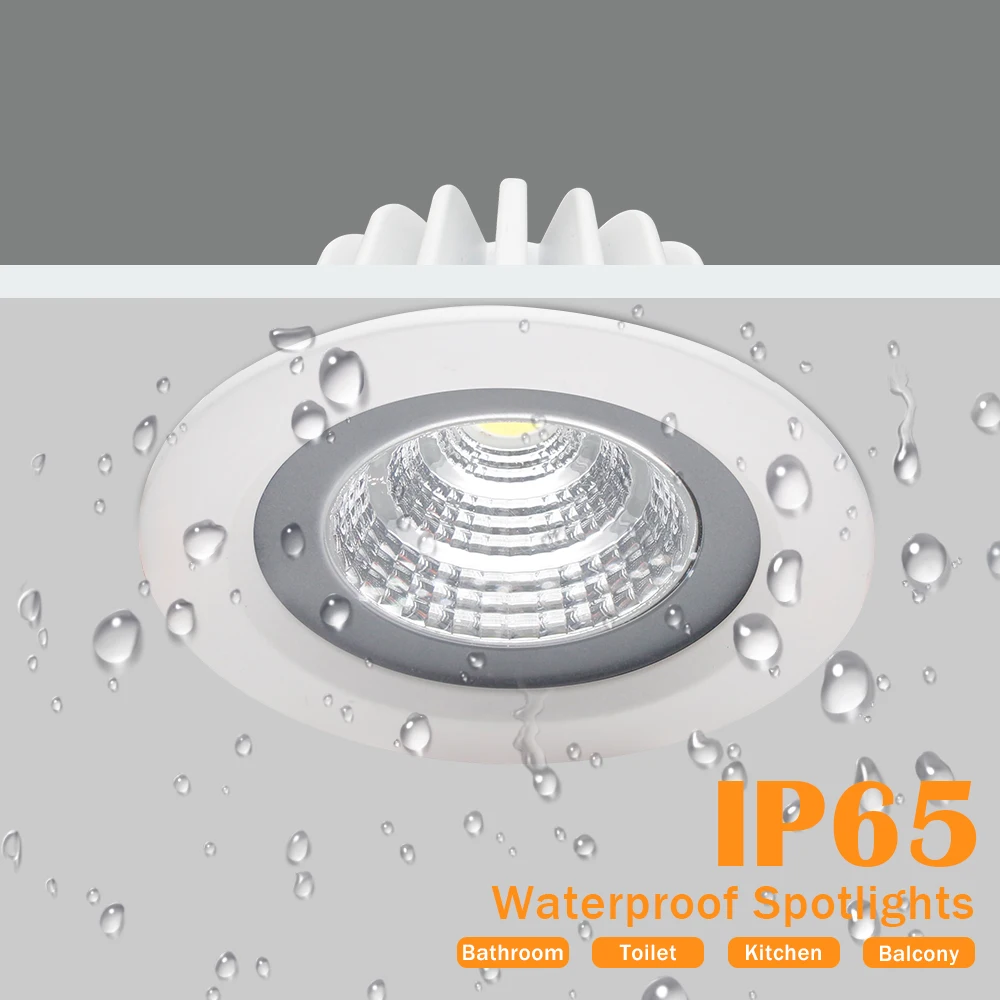 IP65 Downlight Led impermeable de techo empotrada Downlight COB foco Led para cuarto de baño sala de baño balcón iluminación