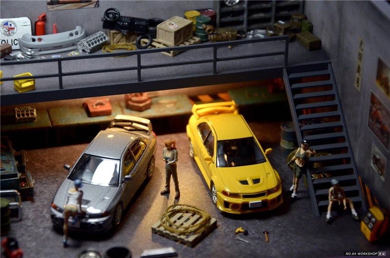 

1:64 Diorama Double-deck Garage Display Cabinet Dioramas