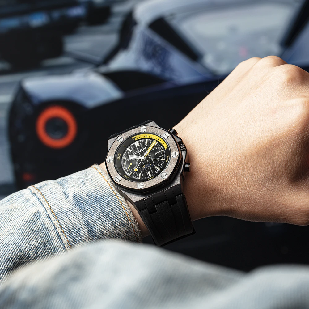 

2021 OCHSTIN Men Pilot Watches Automatic Mechanical Mens Wristwatch Top Brand Waterproof Retro Watch Fashion Business Male Clock