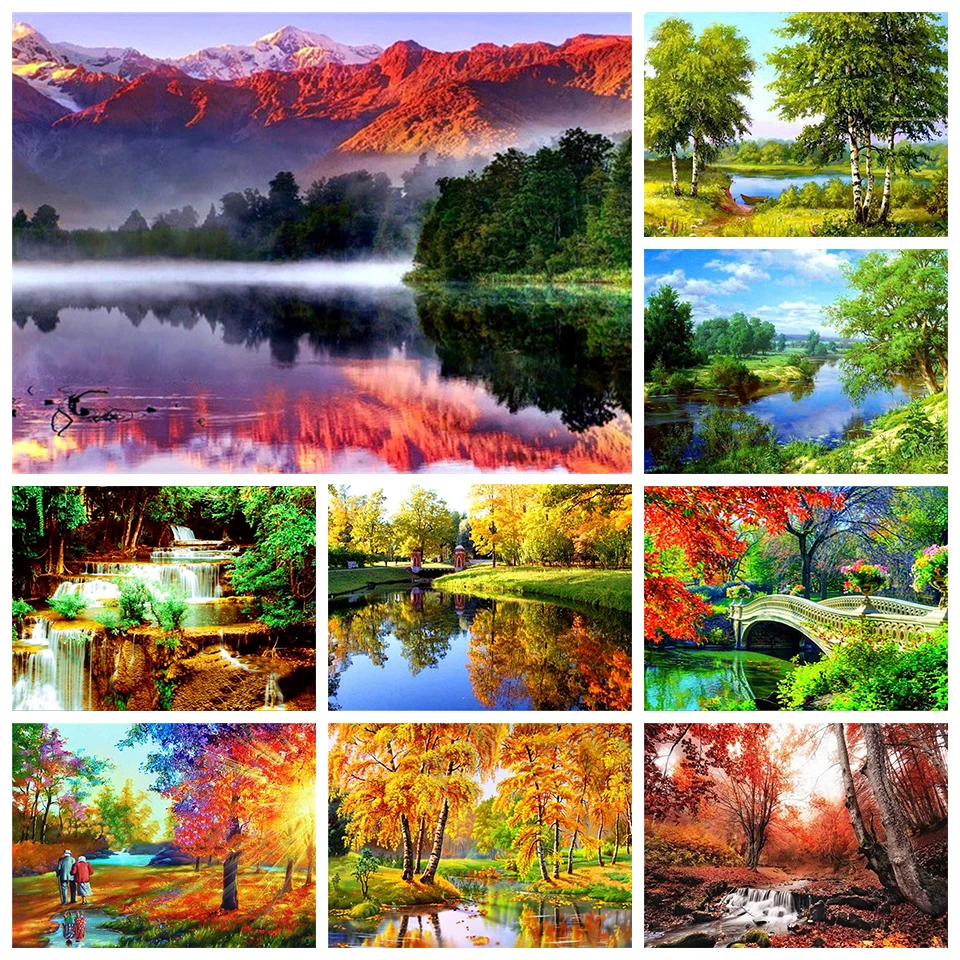 

5D Diy Diamond Painting Beautiful Forest Landscape Mosaic Rhinestone Embroidery Cross Stitch Kit Mosaic Home Decor Full Drill