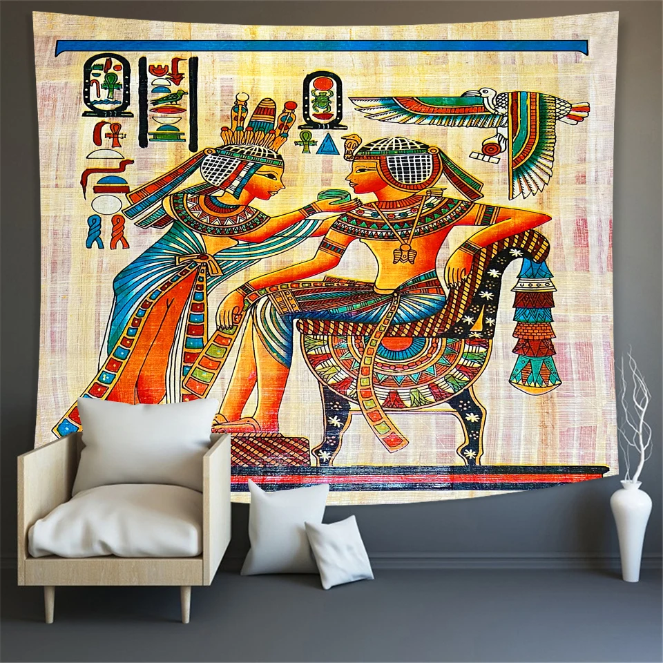 

Egyptian Style Colorful Tapestry Wall Hanging Mandala Pharaoh Bedspread Throw Bedroom Lounge Room Decoration Wall Hanging