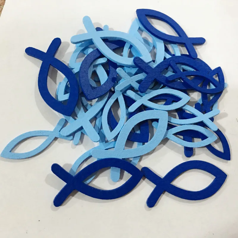 36 шт./лот большая и маленькая двухцветная Смешанная деревянная форма рыбы с