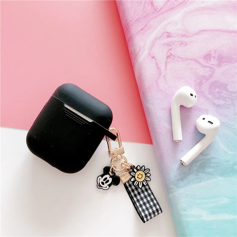 Черный Милый чехол для наушников AirPods, защитный чехол для Apple Airpods 2, беспроводной чехол для наушников, аксессуары - Цвет: Черный
