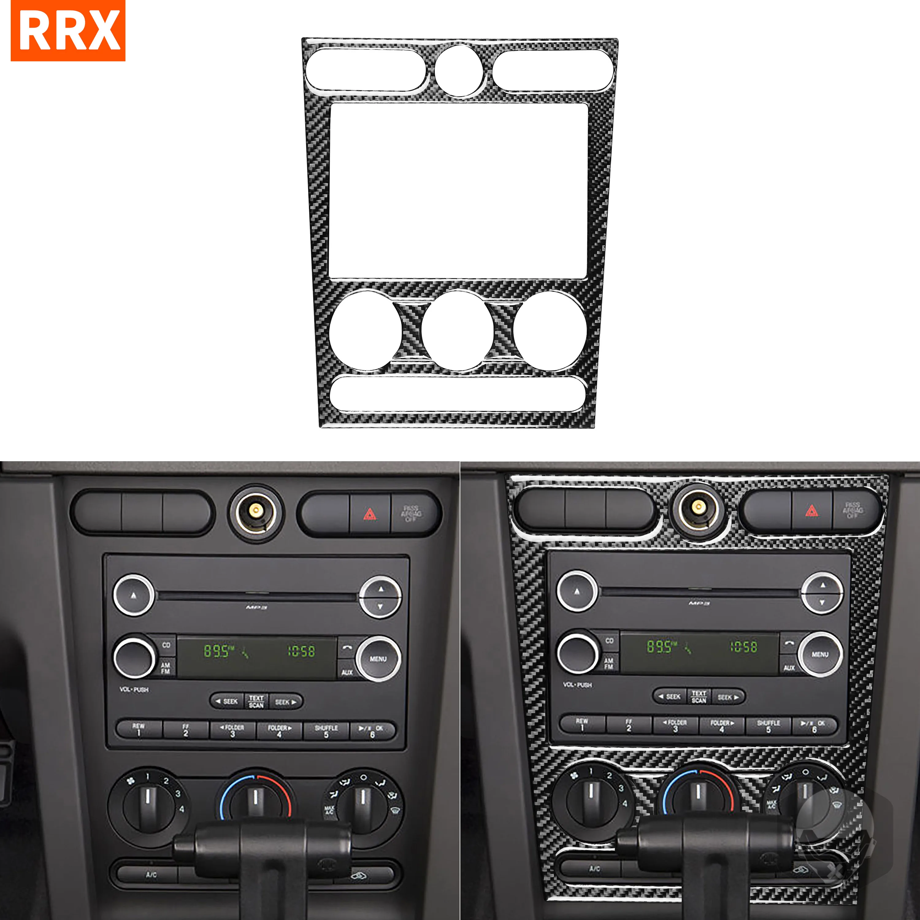 

For Ford Mustang GT 2005-2009 S197 Carbon Fiber Sticker Air Conditioning Control Panel Surround Black Interiors Car Accessories