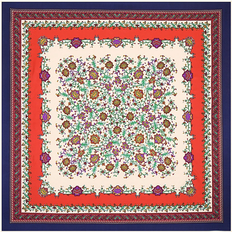 

Silk Scarf Luxury Brand Designer Printed Small Floral Lace Ladies Fashion Big Shawl Silk Scarf 100% Natural Silk