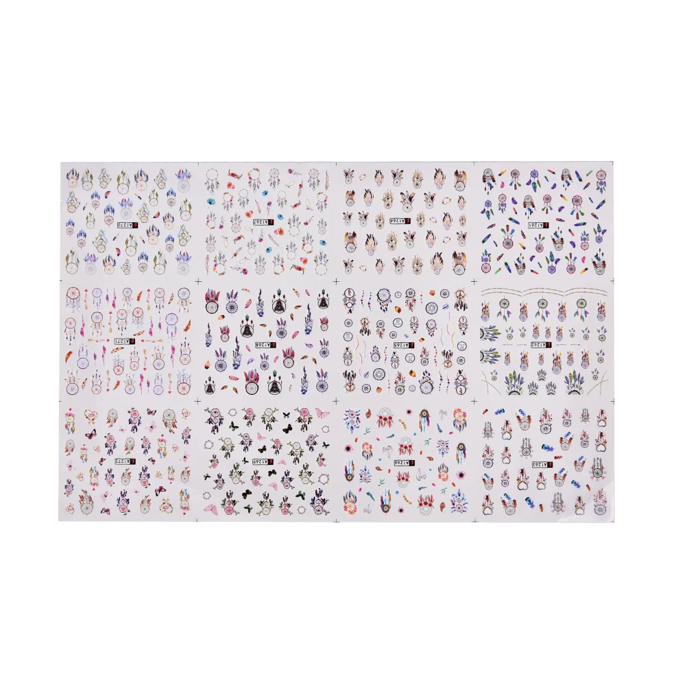 

AACAR 1 Sheet 12 Patterns Nail Water Decal Dreamcatcher Manicure Nail Art Transfer Sticker Decoration