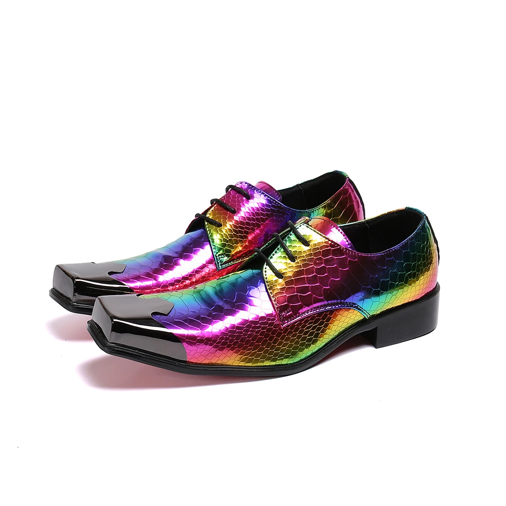 

Deification Male Shoes Adult Cool Mixed Colors Mens Dress Shoes Nightclub Singer Men's Casual Shoes Lace Up Oxford Party Loafers