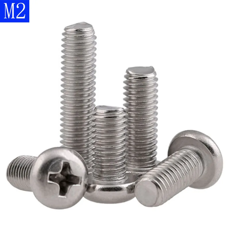 

M2 X 0.4 ( 2mm ) 304 Stainless Steel Phillips Pan Head Machine Screws DIN 7985 A2-70