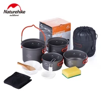 naturehike camping pot sets 4 in 1 aluminum alloy ultralight portable backpacking foldable camping cookware outdoor cooking sets