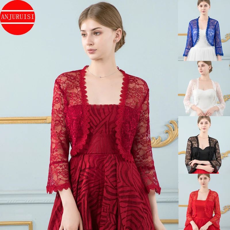 Женское кружевное болеро свадебный пиджак с расклешенными рукавами элегантная