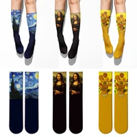retro mona lisa socks for women unisex famous oil painting art socks funny happy mens casual winter spring socks skarpetki sox