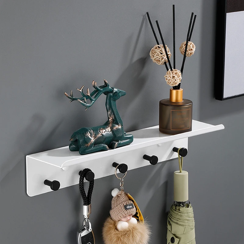 

Bathroom Shelf With Hook White and Black Bathroom Shower Shampoo Soap Cosmetic Shelf Storage Organizer Rack Holder Bath Hardware