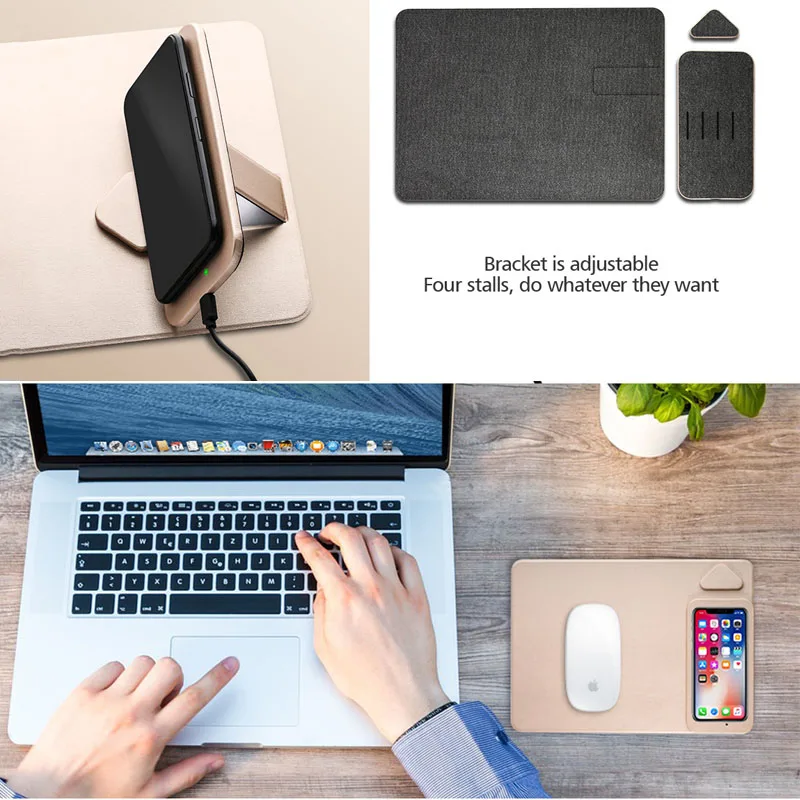 2in1 Qi Wireless Charger Mouse Pad Mat for iPhone X XR XS Max 8 Plus Samsung S10 S9 Note 9 Phone holder Charging stand | Мобильные