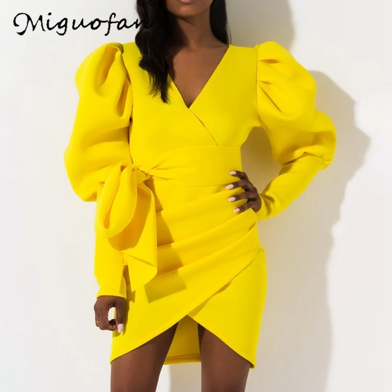 Женское платье с запахом v образным вырезом и длинным рукавом|Женские платья| |