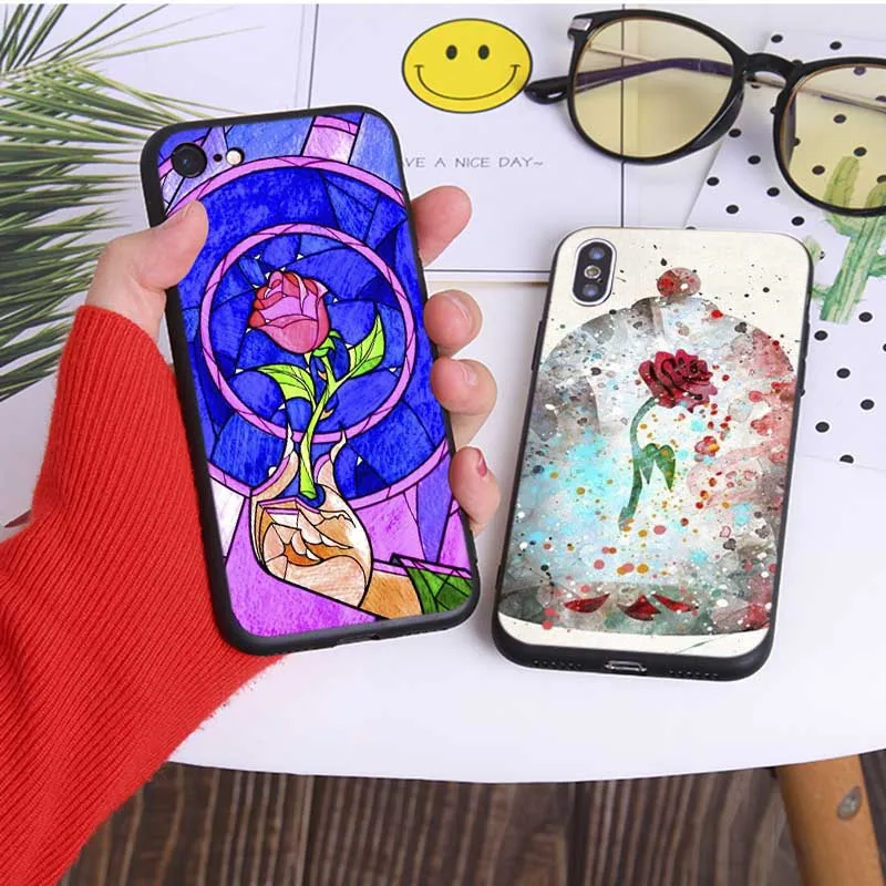 Beauty Beast Rose Princess Art чехол для iPhone X XS MAX XR 7 8 6 6S plus 5s SE Прозрачный мягкий силиконовый