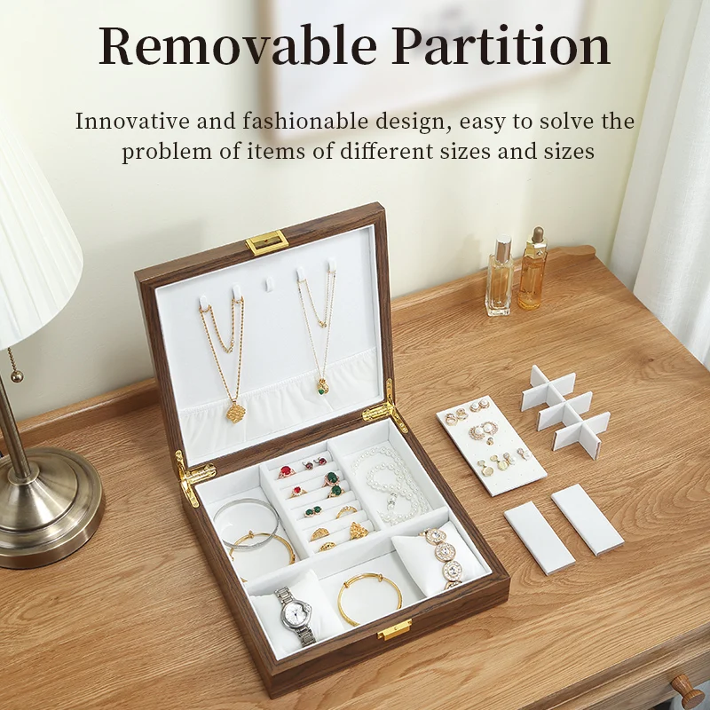 Casegrace Wooden Jewelry Organizer Watch Stand Storage Box Jewellery Earrings Ring Necklace Makeup Packaging Casket Storage Box