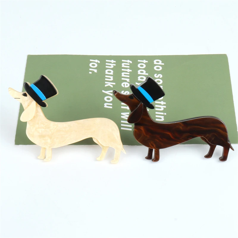 NYN 2 цвета шляпа собака Милая большая акриловая брошь булавки для женщин мужчин